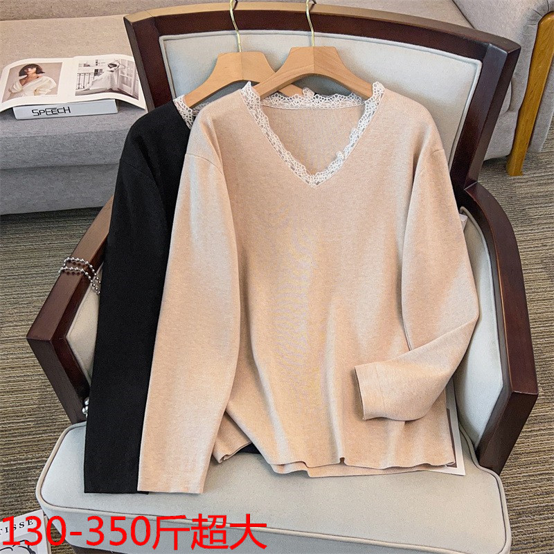 特大码秋冬长袖针织打底衫毛衣女