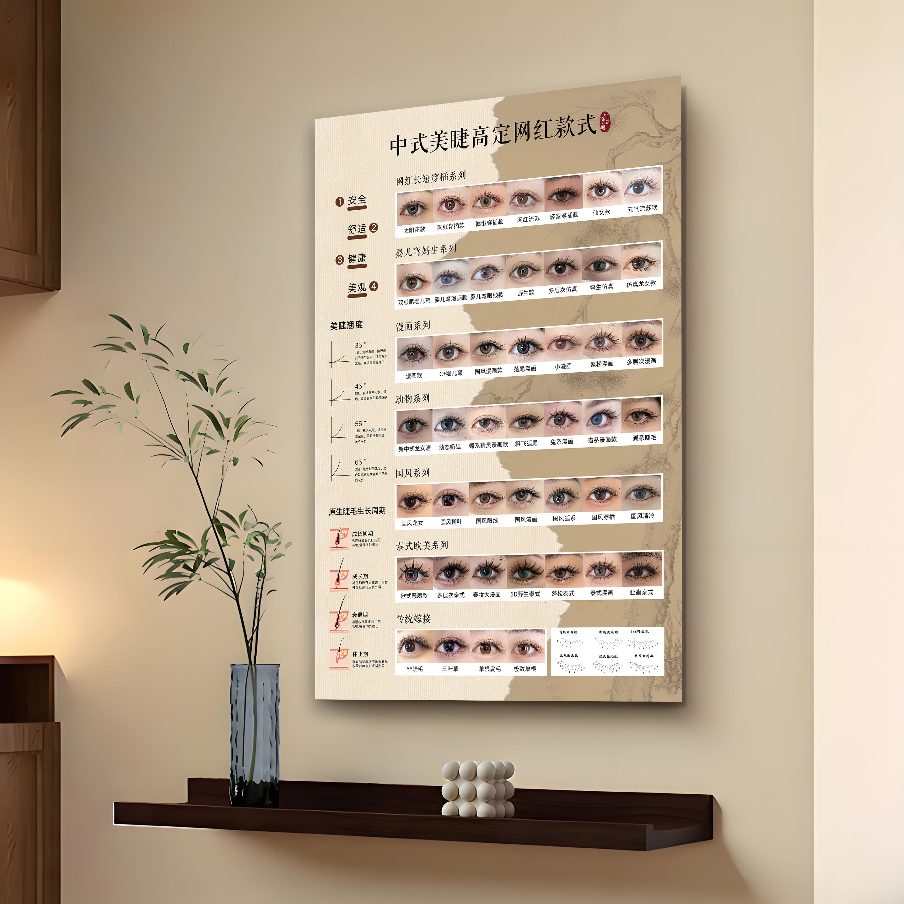 中式美睫款式展示板海报美甲美睫广告宣传贴纸美容院纹绣贴墙挂画,个性定制/设计服务/DIY,写真/海报印制,淘宝优惠券,粉丝福利购,淘宝优惠卷
