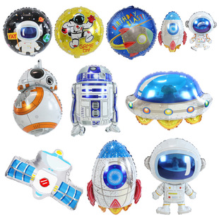 太空主题气球装饰流浪地球航天宇航员亚迪熊艾迪猴蓝色星空机器人