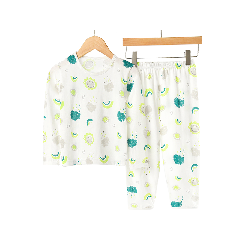 儿童睡衣夏季纯棉薄款长袖衣服男童女童家居服套装中大童空调服夏