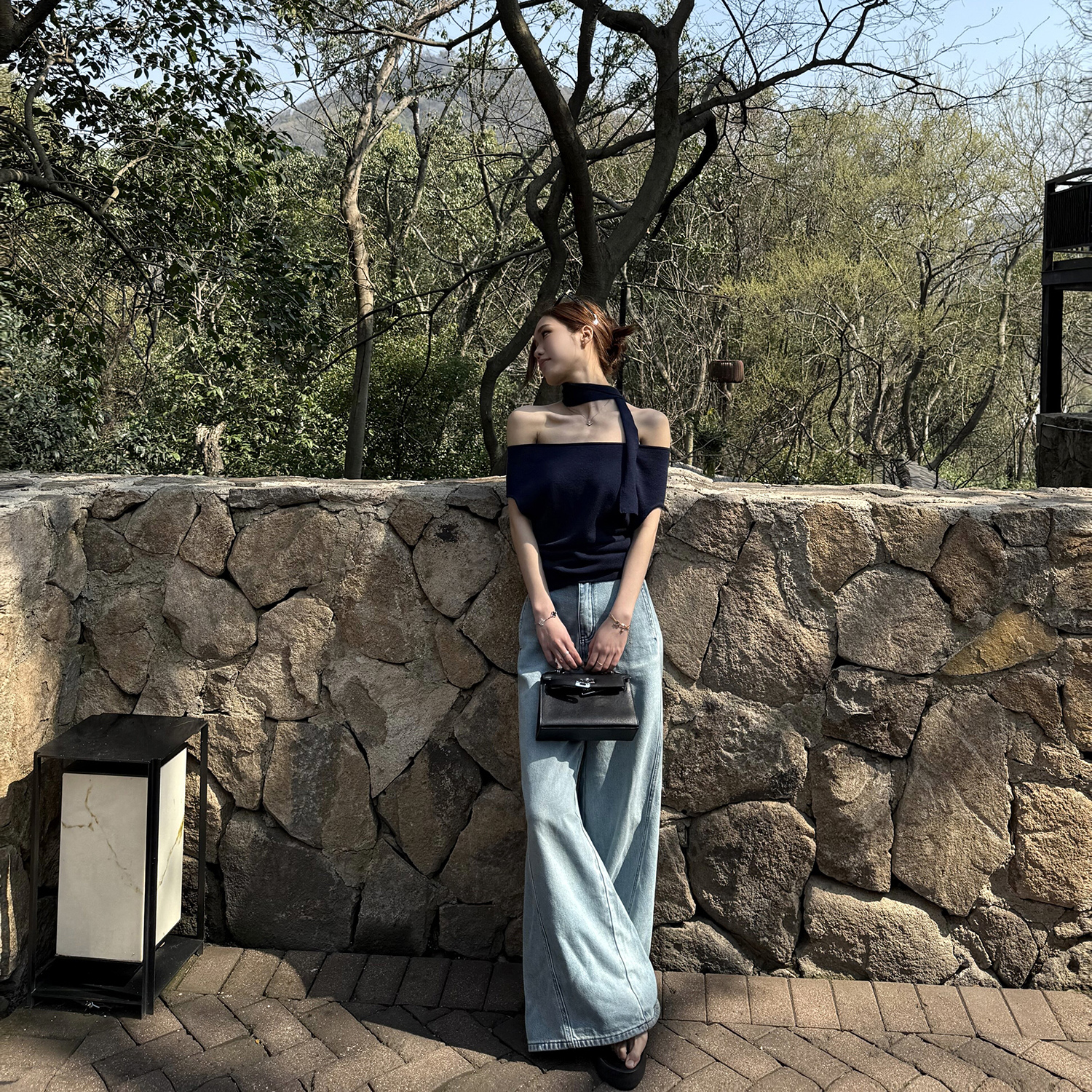 高腰阔腿牛仔裤显瘦拖地神裤