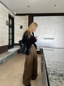 uuyeii 现货 女2025冬慵懒休闲阔腿拖地裤 姜饼人 呢料格子裤