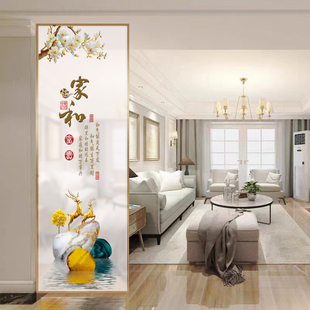 轻奢入户门玄关艺术玻璃屏风隔断高档客厅玄关柜半体墙遮现代简约