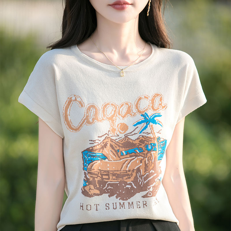 2025椰树圆领短袖百搭时尚简约