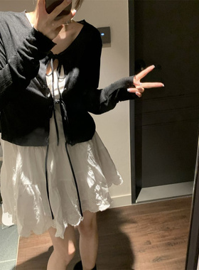 配吊带裙灰色冰丝针织开衫防晒外套女夏外搭披肩空调衫短款罩衫