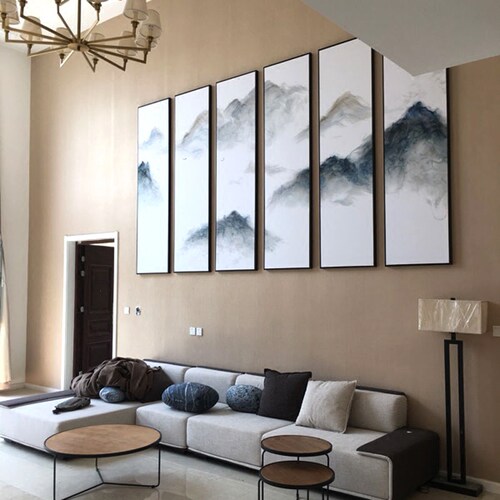 水墨禅意四联组合抽象风装饰画