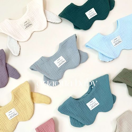 韩版纱布宝宝纯棉6层纱口水巾可爱兔熊耳朵围嘴防吐奶a类