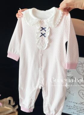 呱呱新生长袖洋气女宝公主风春秋婴儿衣服纯棉哈衣爬服连体衣