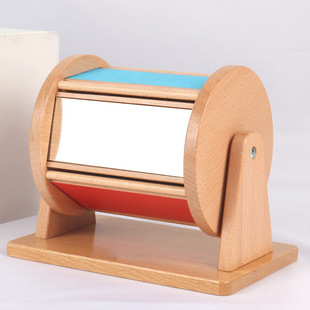 蒙特梭利实木彩虹纺织鼓婴幼儿蒙氏教具榉木滚动鼓早教启蒙教玩具