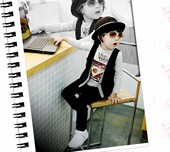 韩版 童 时尚 露边背心 男童 百搭假两件黑色马甲 特价