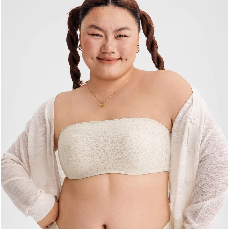 怡倩超薄款无痕蕾丝防走光抹胸文胸聚拢防滑兔耳杯无肩带内衣女