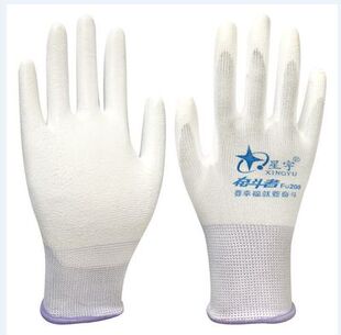 夏季薄款涂掌耐磨星宇PU508手套白尼龙防静电劳保用品防护工作手