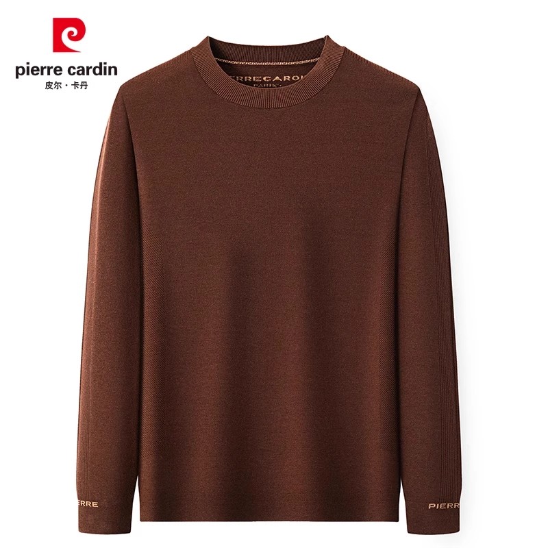 皮尔卡丹男士羊毛衫2025秋冬季亲肤柔软圆领长袖针织衫毛衣打底衫