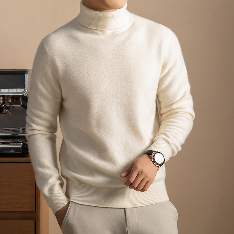 正品特级100%纯山羊绒衫男士半高领秋冬季加厚打底羊毛衫针织毛衣