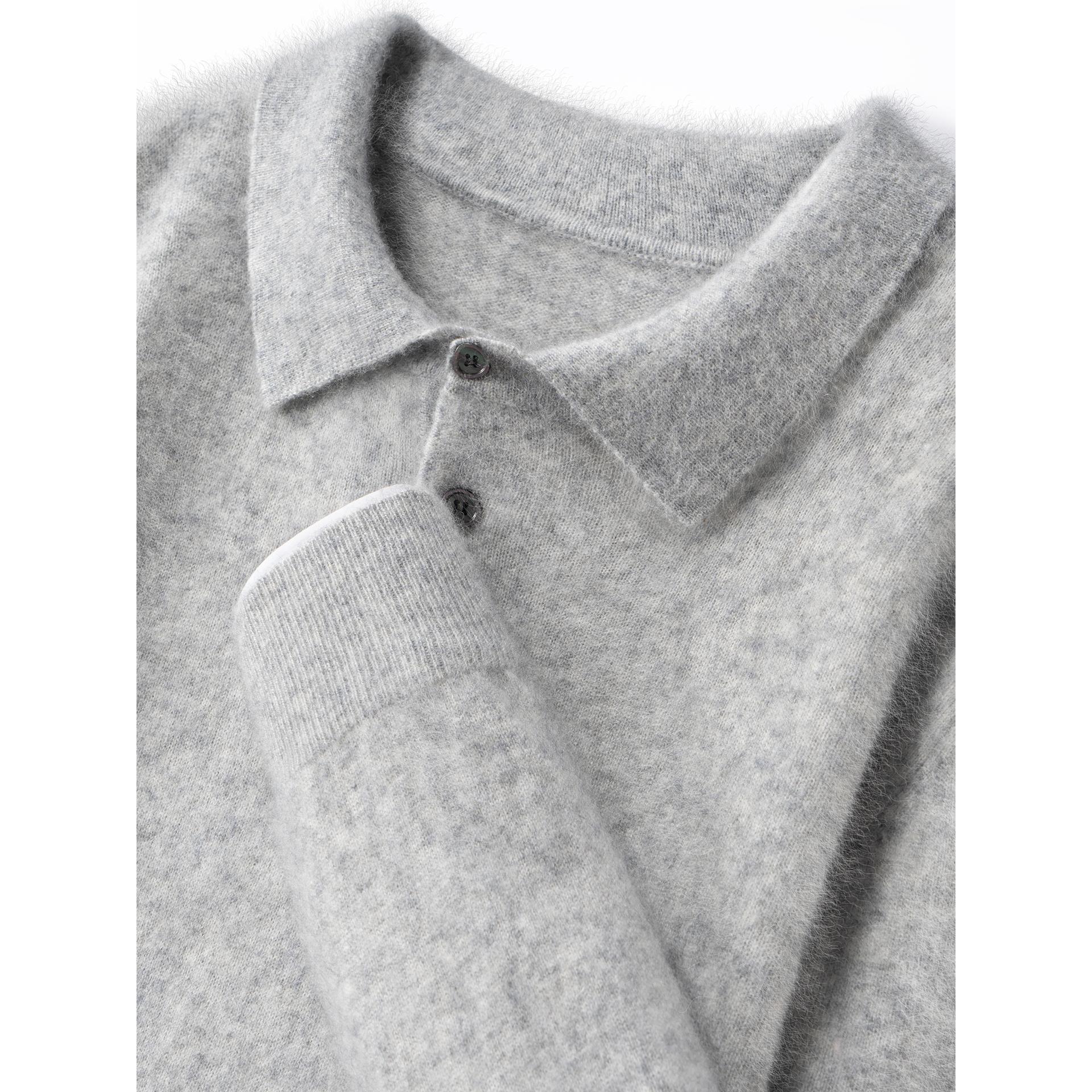 25秋冬新款纯山羊绒衫男士翻领长袖针织打底衫毛衣POLO领薄款上衣