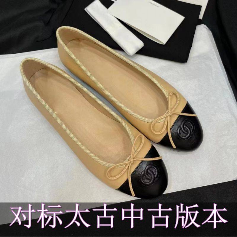 여성을위한 XIAOXIANGFENG 발레 신발 2024 봄 새로운 색상 여성을위한 플랫 신발과 일치하는 양모 신발 나비 축제 얕은 입 신발