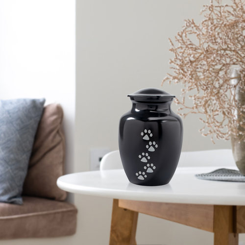 跨境热销殡葬宠物骨灰罐猫狗爪印铝合金骨灰盒宠物火化骨灰纪念罐
