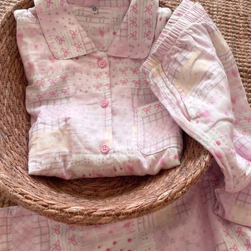 侘町秋季睡衣女2025新款纯棉双纱翻领长袖套装甜心少女甜美家居服