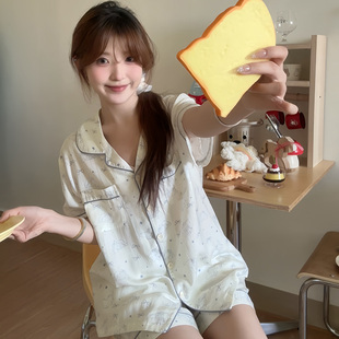 侘町2025年新款 睡衣女夏天卡通外穿家居服 蝴蝶结大象天丝短袖 短裤
