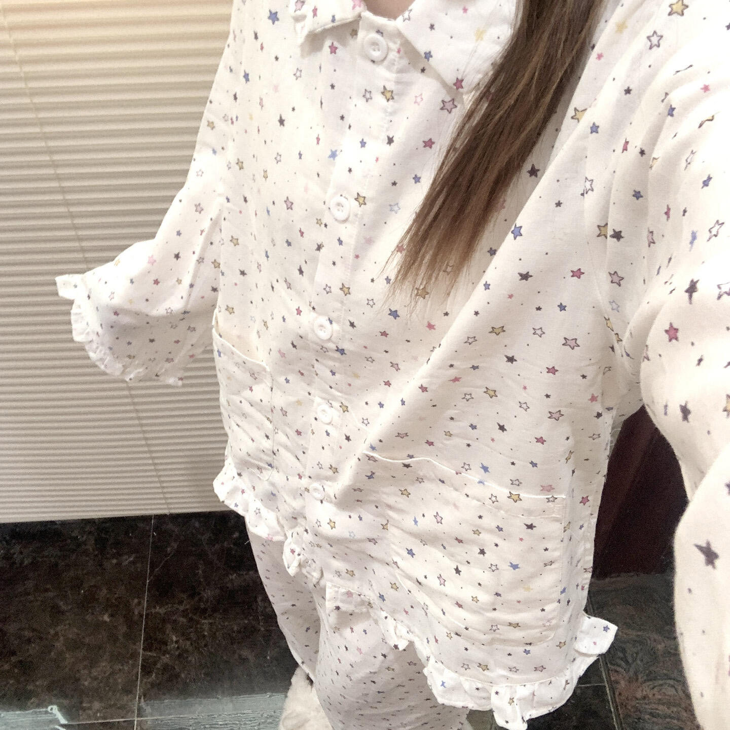 侘町2025年新款彩色星星长袖春秋纯棉双层纱休闲可外穿家居服套装