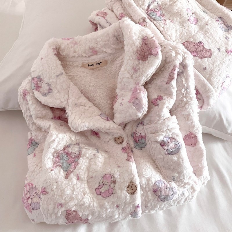 侘町睡衣女2025新款小熊兔子秋冬羊羔毛绒甜美软糯家居服加厚套装,女士内衣/男士内衣/家居服,睡衣/家居服套装,淘宝优惠券,粉丝福利购,淘宝优惠卷