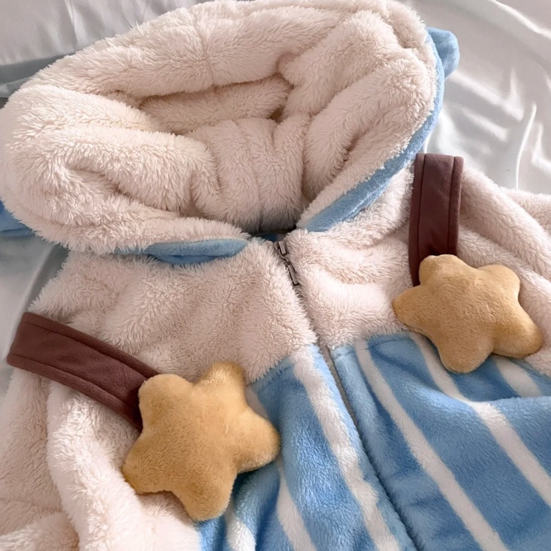 侘町秋冬睡衣女款2025新款笨笨大象法兰绒连体背带加绒加厚家居服