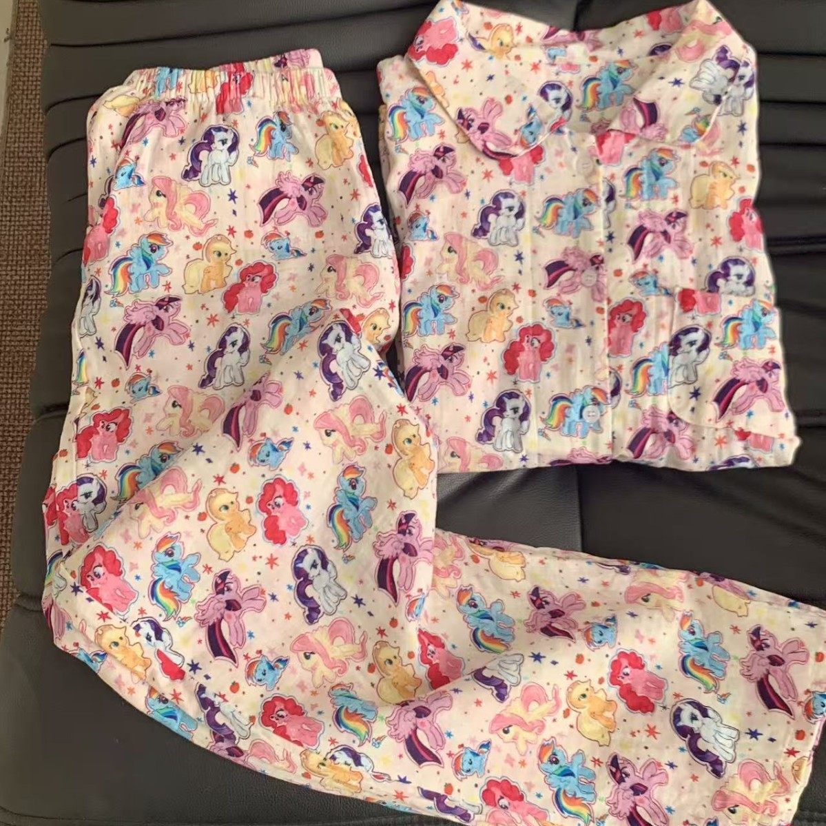 侘町2025新款超可爱小马宝莉全棉全棉双纱可爱卡通睡衣宽松居家服