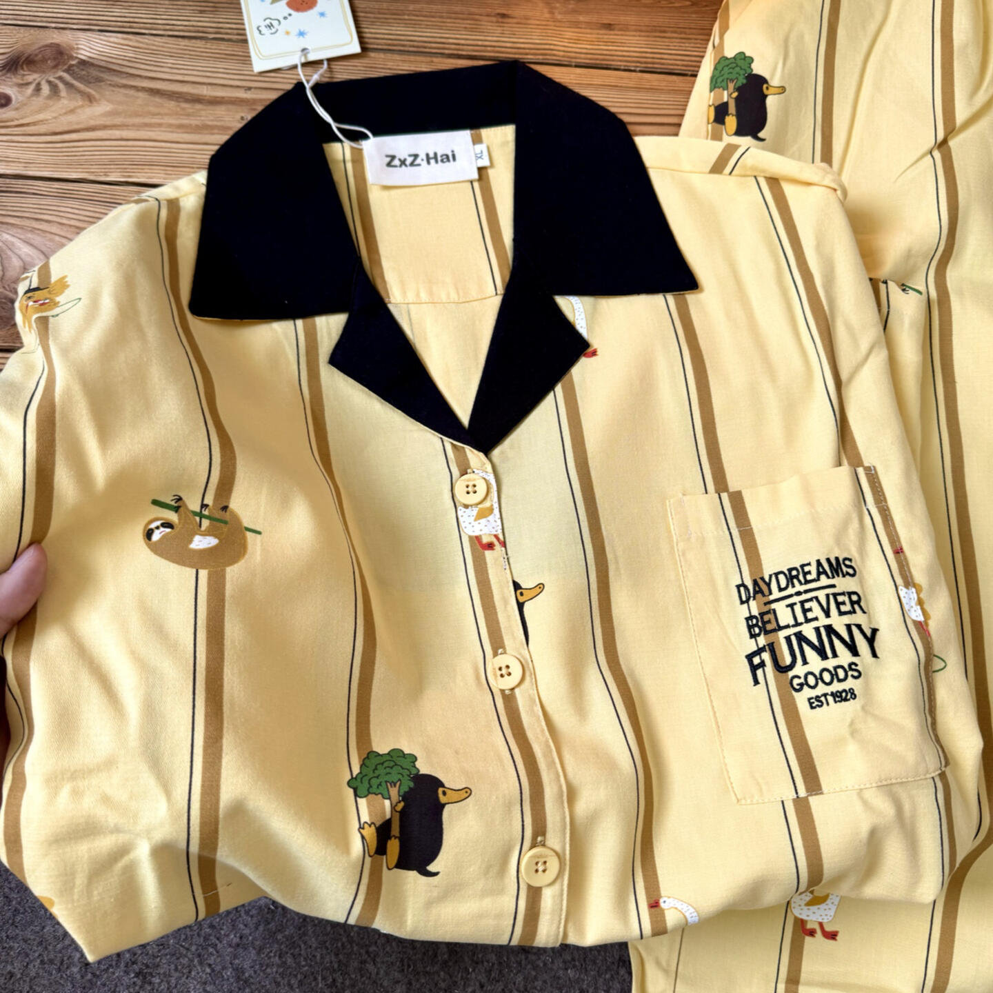 侘町动物派对纯棉长袖睡衣女款春秋2025新款家居服休闲可外穿套装