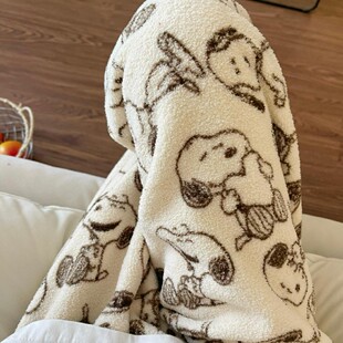 侘町2025年新款史努比雪粒绒加厚阔腿长裤可爱百搭睡裤家居可外穿