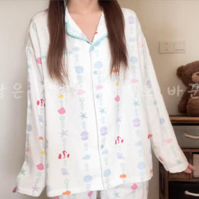 侘町2026年家居服新款纯棉磨毛睡衣套装女休闲可外穿泡泡小鱼春秋,女士内衣/男士内衣/家居服,睡衣/家居服套装,淘宝优惠券,粉丝福利购,淘宝优惠卷