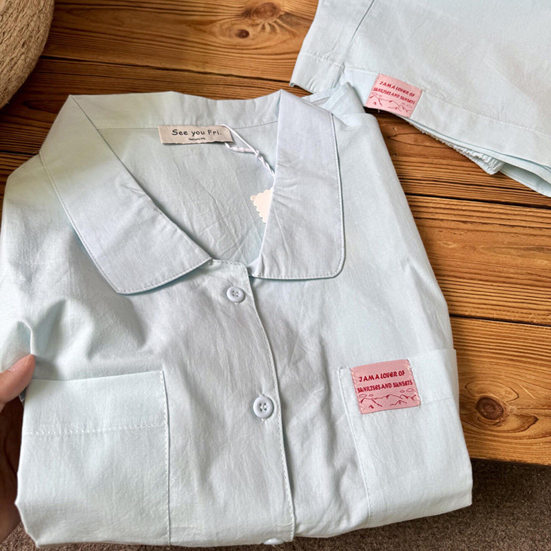 侘町2025新款纯色标签口袋短袖睡衣女夏季款简约可外穿家居服套装,女士内衣/男士内衣/家居服,睡衣/家居服套装,淘宝优惠券,粉丝福利购,淘宝优惠卷