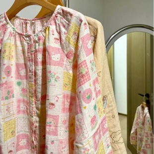 KT酱 圆领家居服 2025春夏新品 卡通可爱甜美少女棉纱睡衣套装