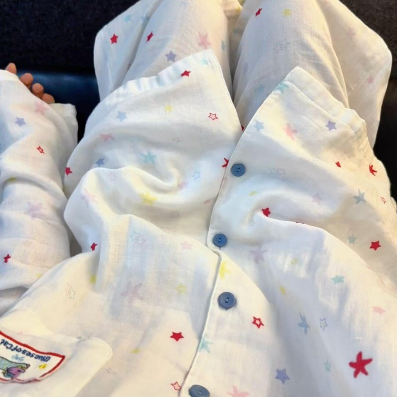 侘町睡衣少女2025年新款秋冬休闲开衫可外穿纯棉卡通星冰乐家居服