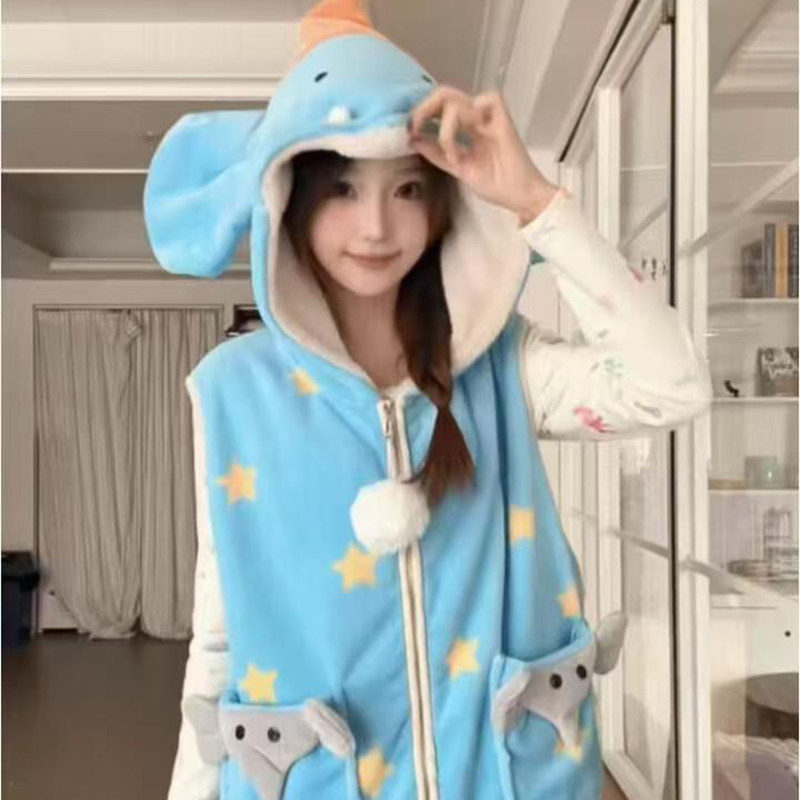 侘町2025新款保暖卡通内衣游乐园大象长袖睡衣套装打底衣女家居服