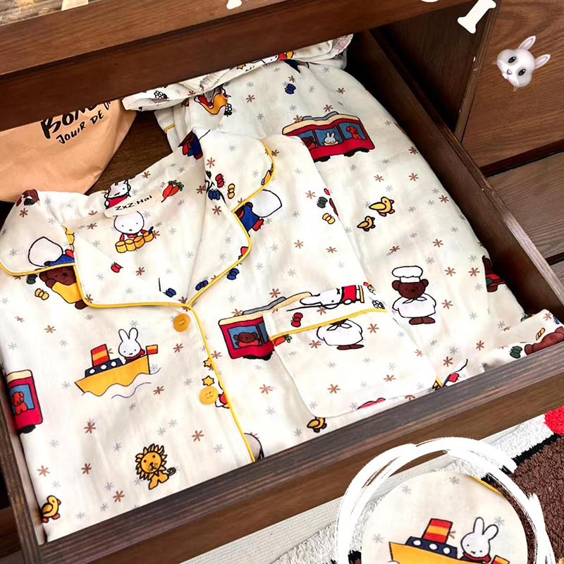 侘町2025年新款雪花米菲纯棉短袖睡衣女夏季可外穿家居服套装夏款