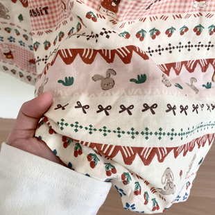 侘町2026年睡衣新款嘻嘻兔圣诞节纯棉双层纱女红色家居服卡通套装