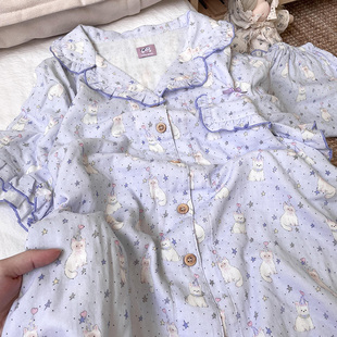 侘町2025年新款 可外穿卡通家居服夏天 生日猫咪纯棉短袖 睡衣女夏季