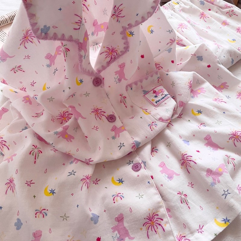 侘町睡衣女2025年新款烟花飞马卡通长袖纯棉秋冬套装可外穿家居服