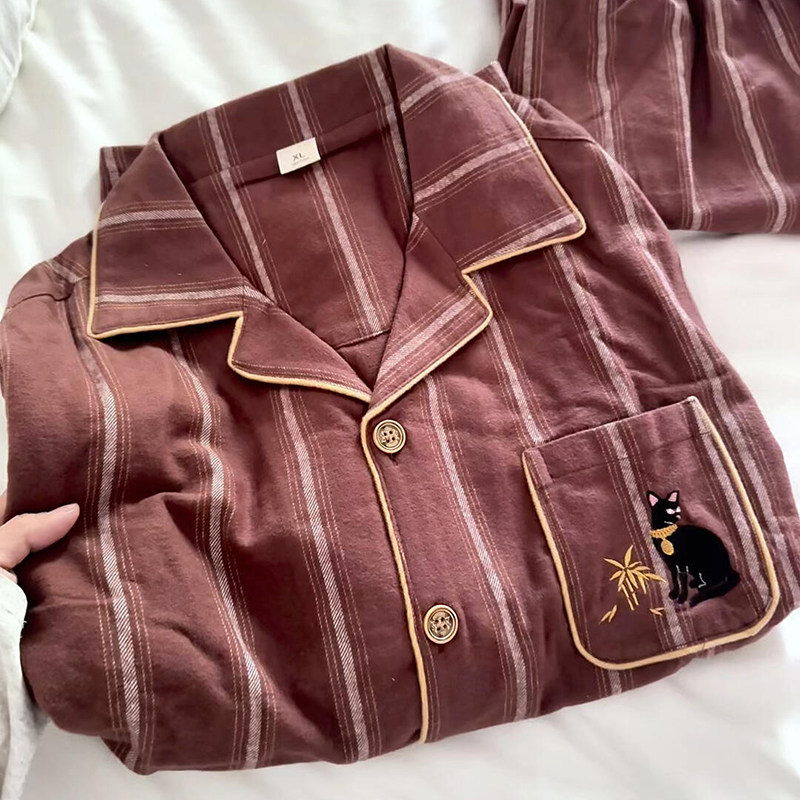 侘町2026年新款秋季情侣纯棉绒布简约休闲条纹情侣家居服长袖套装,女士内衣/男士内衣/家居服,睡衣/家居服套装,淘宝优惠券,粉丝福利购,淘宝优惠卷