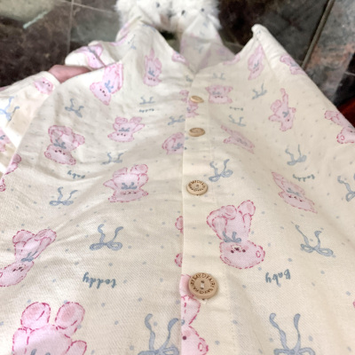 侘町2025年新款蝴蝶结小熊春秋纯棉磨毛睡衣女款可外穿家居服套装