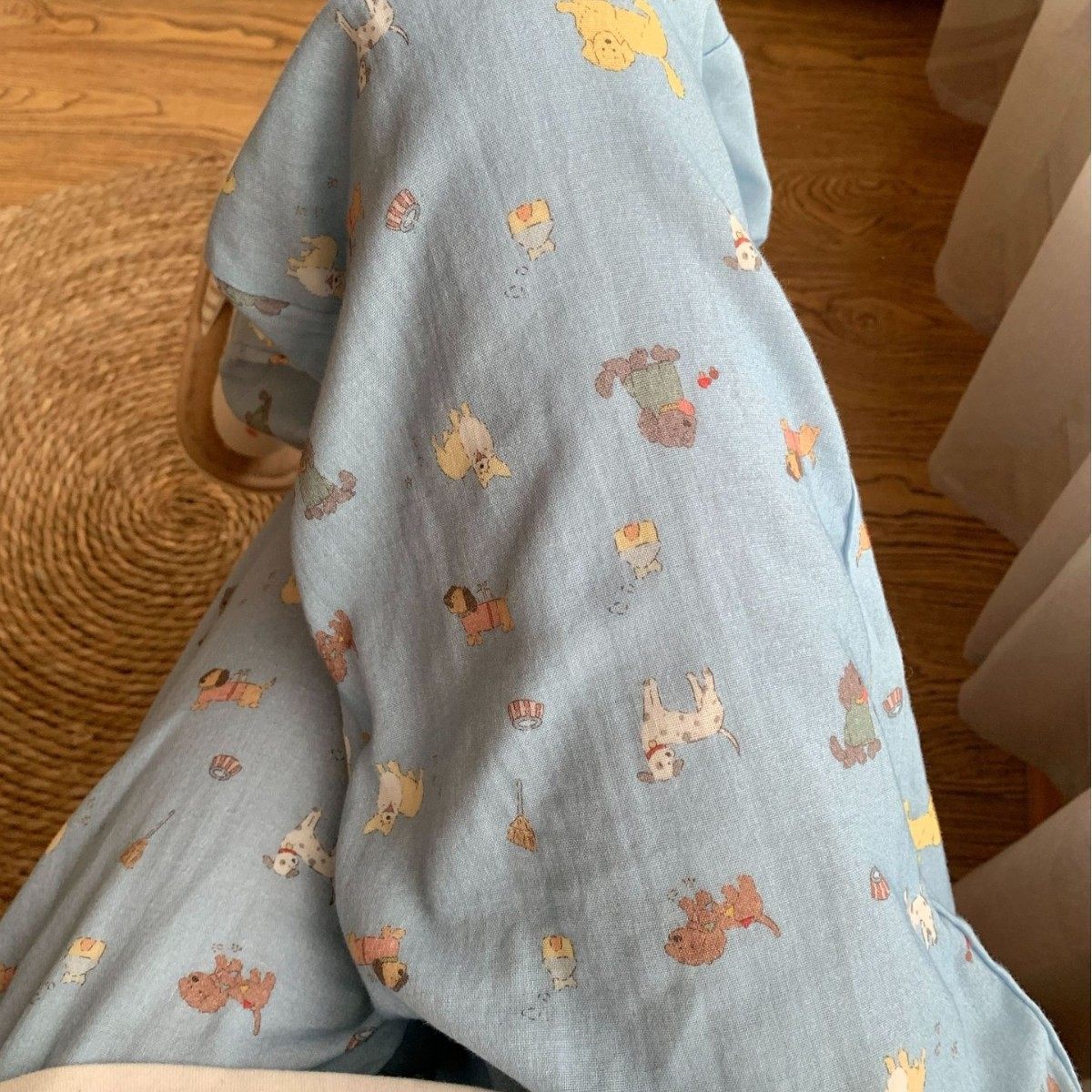 夏季上新！全棉纯棉双层纱睡裤有口袋宽松可爱卡通棉纱裤子可外穿