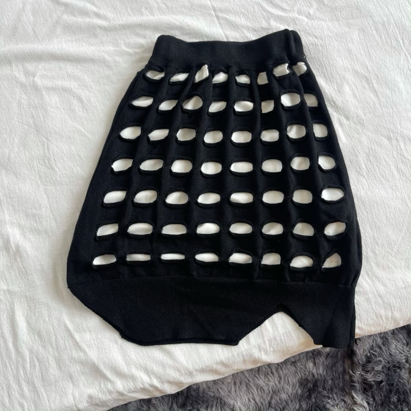 吾名堂品牌折扣女童夏装针织镂空百搭半身裙不规则时尚裙子潮
