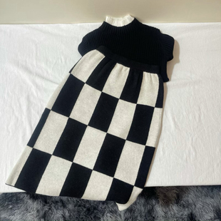 吾名堂品牌折扣女童秋冬装棋盘格半身裙针织包臀裙中长款一步裙