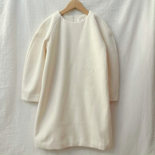 吾名堂品牌折扣女童连衣裙秋冬款儿童毛呢纯色连衣裙130码