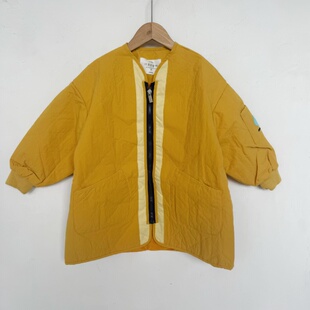 吾名堂品牌折扣男女童春秋款黄色夹棉外套薄棉服特价清不退换中长