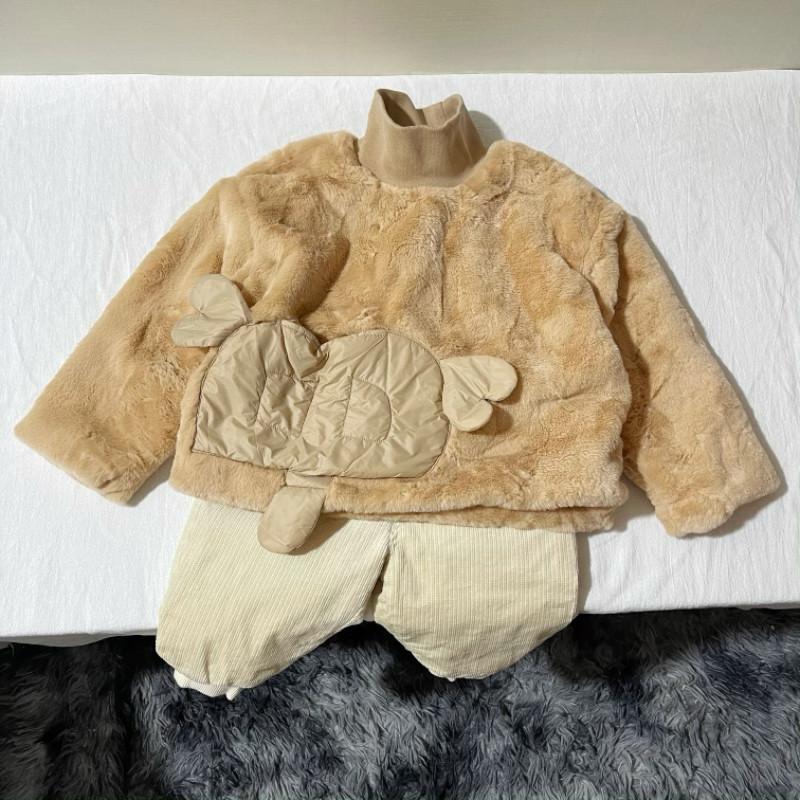 吾名堂品牌折扣女童秋冬装仿兔毛加厚卫衣儿童洋气套头衫保暖上衣
