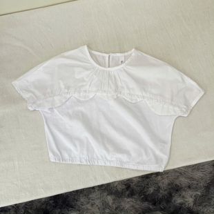 吾名堂品牌折扣女童夏装新款休闲百搭纯色短袖衬衫纯棉半袖T恤917