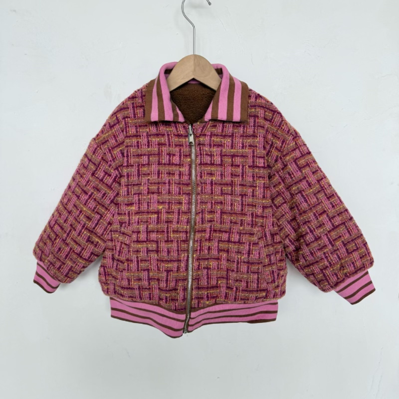 吾名堂品牌折扣秋冬款女童百搭两面穿外套厚款毛毛衣摇粒绒外套