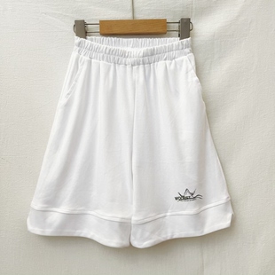 吾名堂品牌折扣男女童夏装休闲百搭休闲短裤纯棉中白色针织中裤