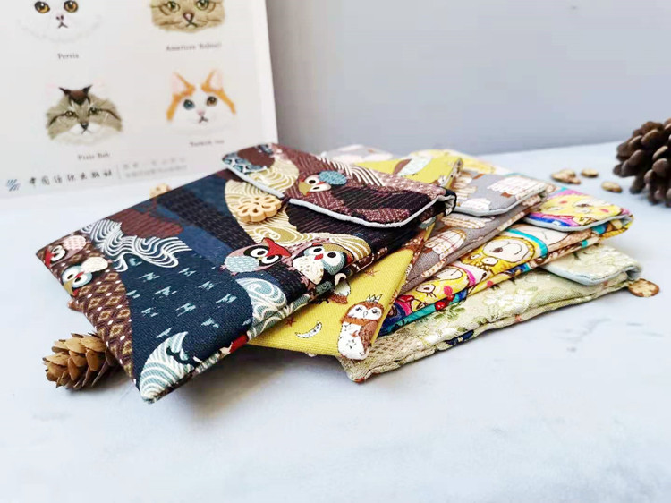 雪寒原创 进口棉麻布艺月事包姨妈巾收纳袋子 便携零钱包